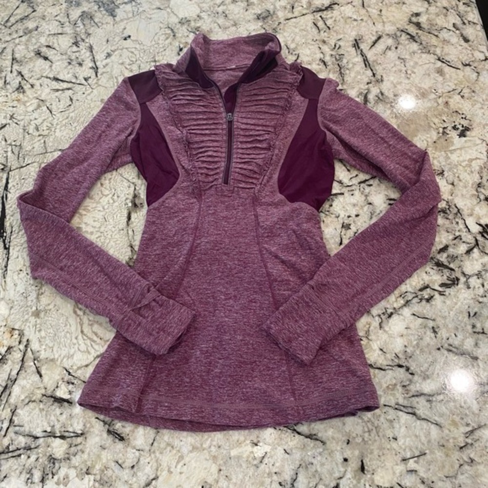 Lululemon Run Your Heart Out Pullover Quarter Zip in Heathered Plum